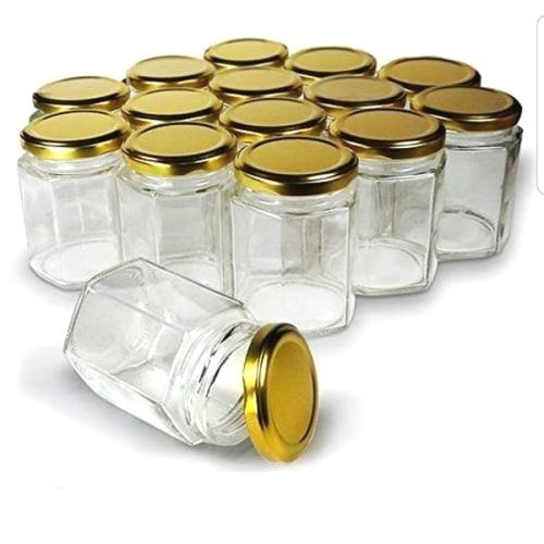 Toples Kecil Hexagonal Segi Enam 60ML  Kaca Beling Bening Awet Kuat Tebal Tahan Panas Jar Botol Saos