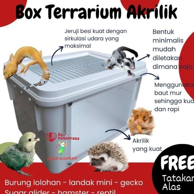 BOX TERRARIUM AKRILIK HEWAN LOLOHAN BURUNG GECKO SUGAR GLIDER REPTIL