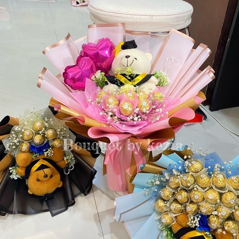 [INSTAN 2-3Jam] Buket Wisuda Peemium  usgom | Graduation Bouquet Coklat Ferrero - graduation bouquet