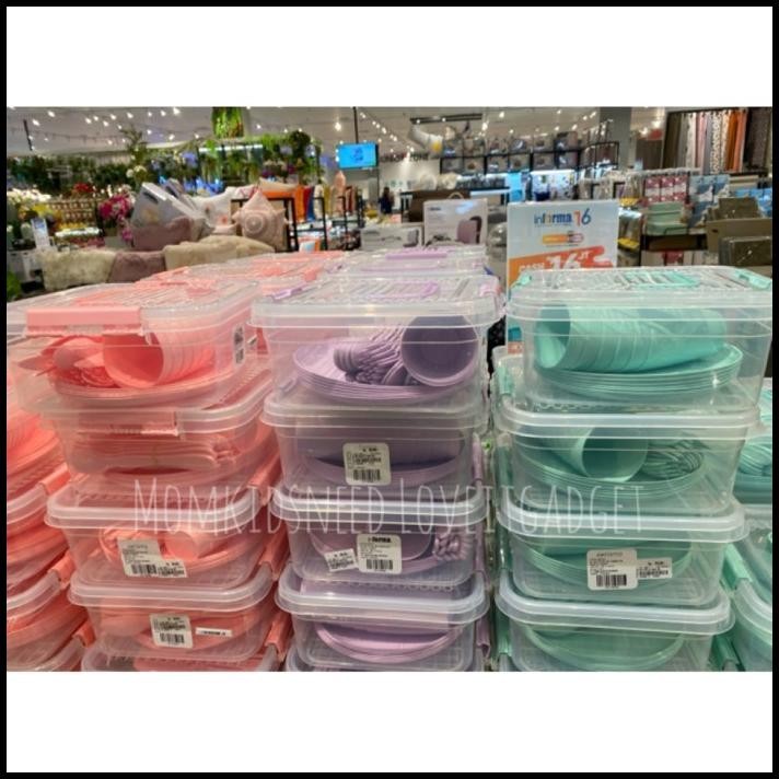 PERALATAN MAKAN SET ALAT MAKAN PIKNIK SET PIRING GELAS SENDOK PLASTIK