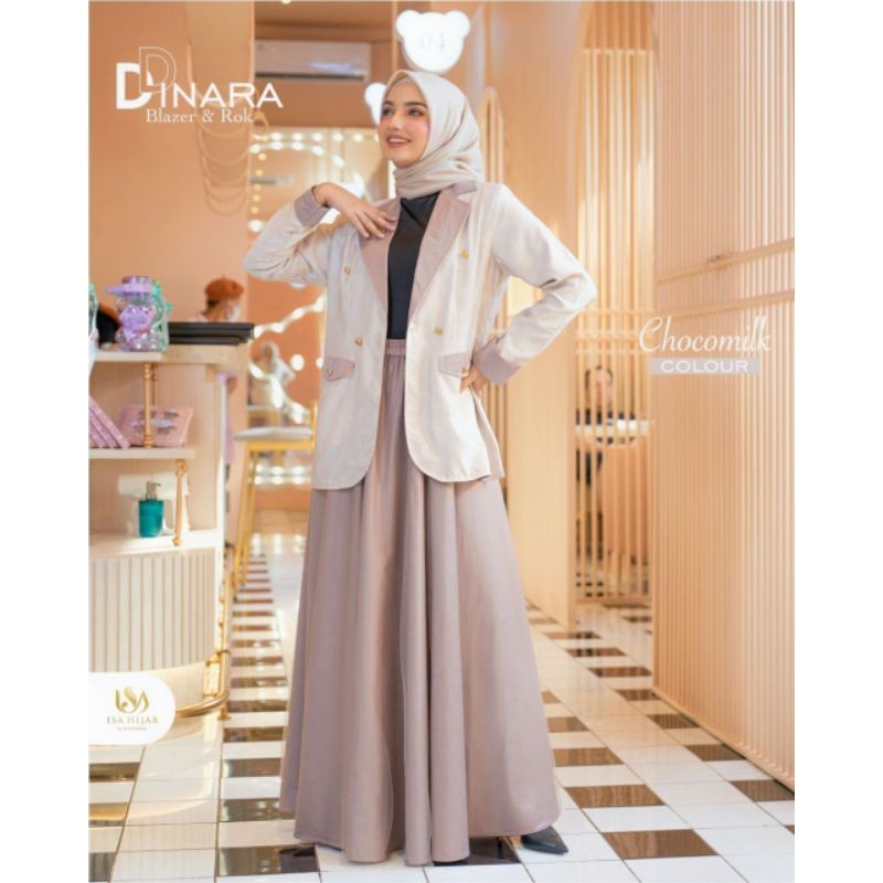 BLAZER+ROK MOTIF POLOS SIMPLE/Dinara by isa hijab