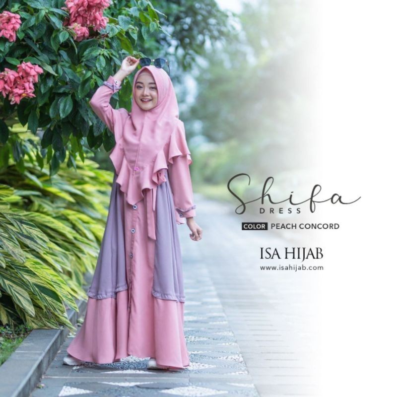 DRESS WANITA MOTIF POLOS/Shifa dress only by isa hijab