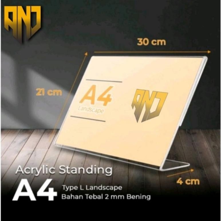 

6.6 Akrilik Display / Card Display / Nomor Meja / Tempat Brosur L Lanscape A4 Termurah
