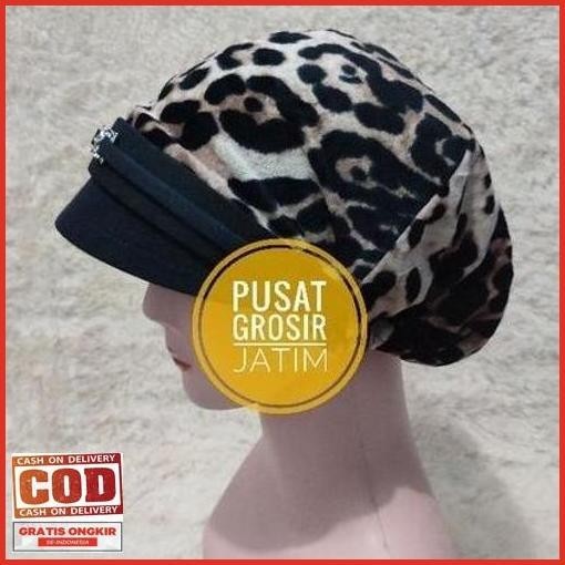 Bisa Cod Kupluk Ciput Topi Hijab Wanita Dewasa Songkok Topi Bahan Bludru Motif Leopard Promo Terbata