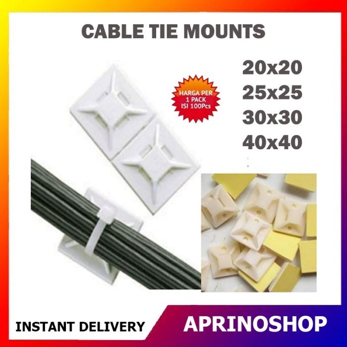 

KLEM KABEL TEMPEL 100PCS DOUBLE TAPE KLIP TIE MOUNT PENGAIT KABEL TIS