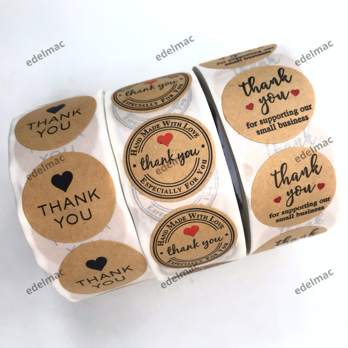 ROLL [500PCS] STIKER TERIMA KASIH THANK YOU STICKER HANDMADE GIFT