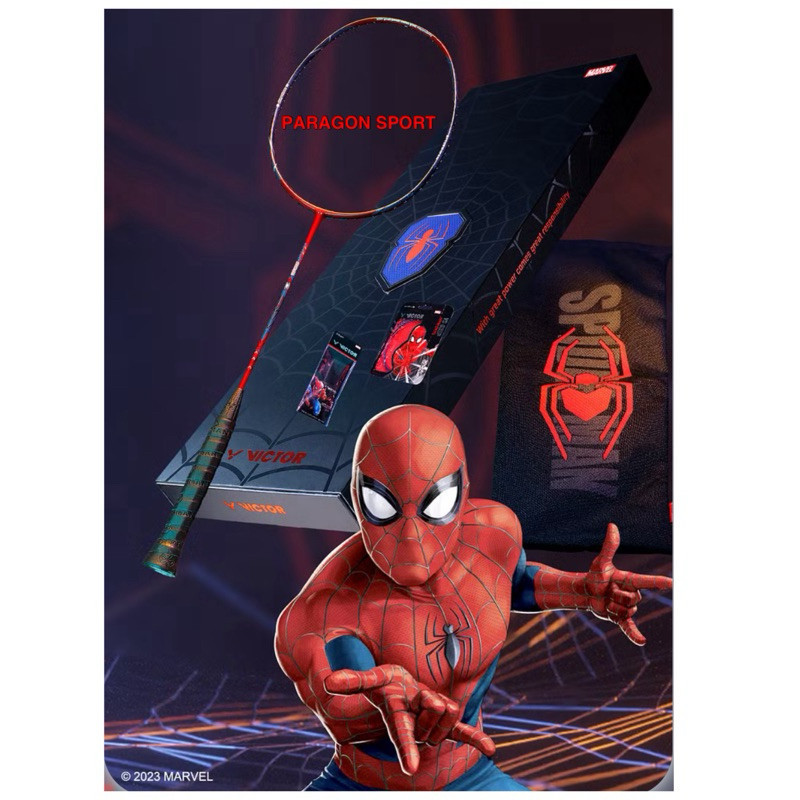 LIMITED Raket Badminton VICTOR X SPIDERMAN GB D BOX ORIGINAL