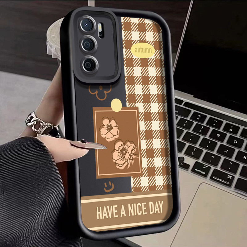 Casing Hp OPPO A16 OPPO A16s OPPO A54s Case Casing HP penutup lunak trendi Kesing ponsel pola kotak-