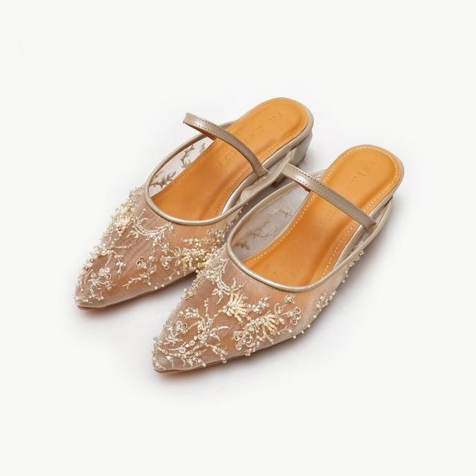 VAIA X Aleza Sandal Heels Wanita Dalila Metallic Rose Gold 4 CM