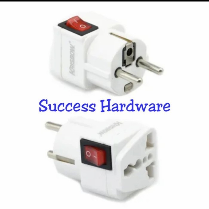 KRISBOW STEKER ARDE ADAPTOR 2PIN DENGAN SWITCH TRAVEL ADAPTOR
