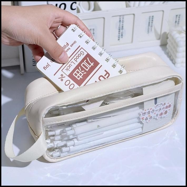 

HOT DEAL TEMPAT PENSIL PULPEN PECIL CASE POUCH SCHOOL STATIONERY VISIBLE WHITE !!!!