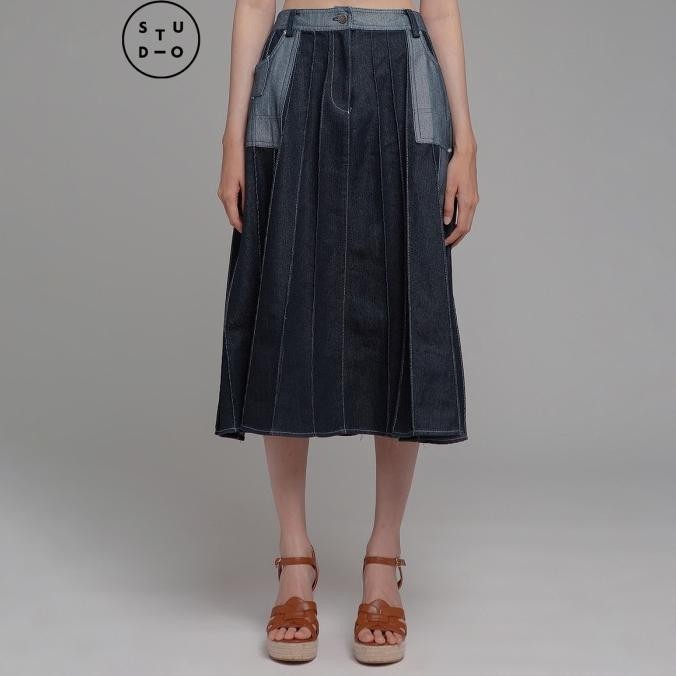 COTTONINK Studio - Bawahan Rok Wanita Dark Wash Denim Ingram #StudioSpringCollection