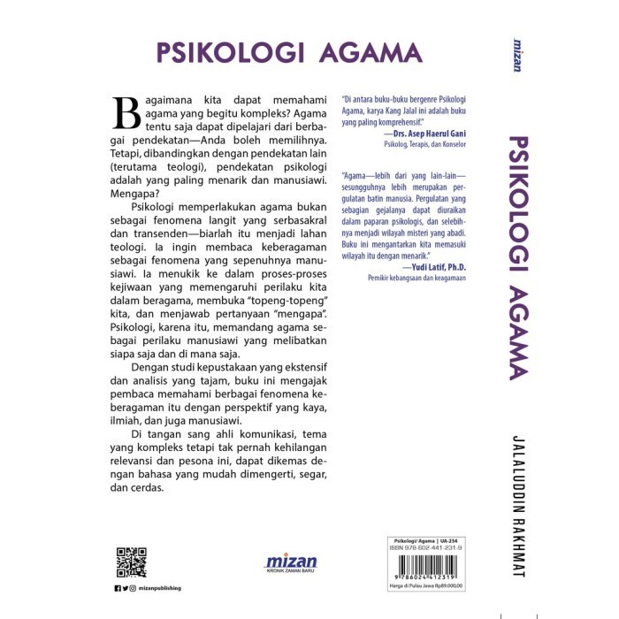 Buku Psikologi Agama : Sebuah Pengantar - Jalaluddin Rakhmat