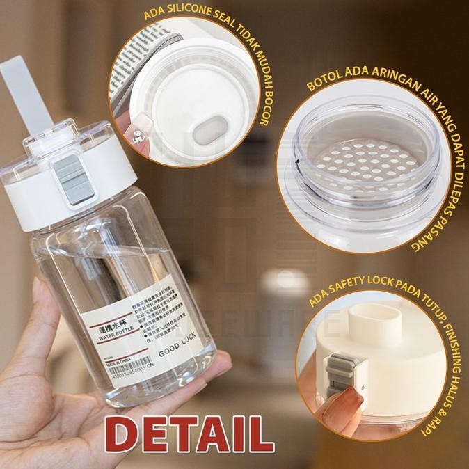 HUGO Botol Minum Putih Transparan Bening Estetik Botol Air Minum Korea