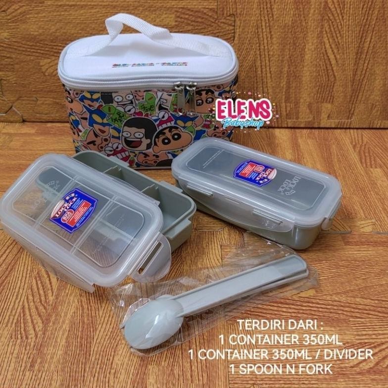 KJH Lock n Lock lunch box kotak makan anak set wadah anti tumpah kedap udara 350ml TERLARIS