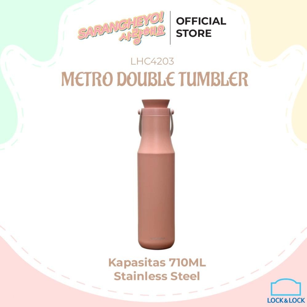 KJH LocknLock Botol Termos Air Minum Metro Double Tumbler Mug Hot & Cool 710ml Lock n Lock Lock & Lo