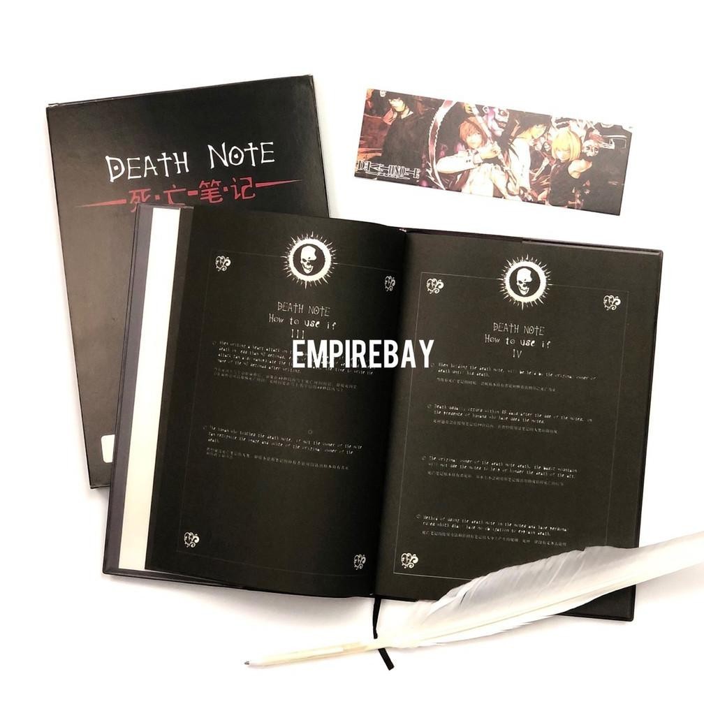 

t-56 Buku Tulis Death Note Bergaris Notebook Anime Buku Catatan Dengan Casing & Pena Bulu & Pembatas Buku Deathnote Premium