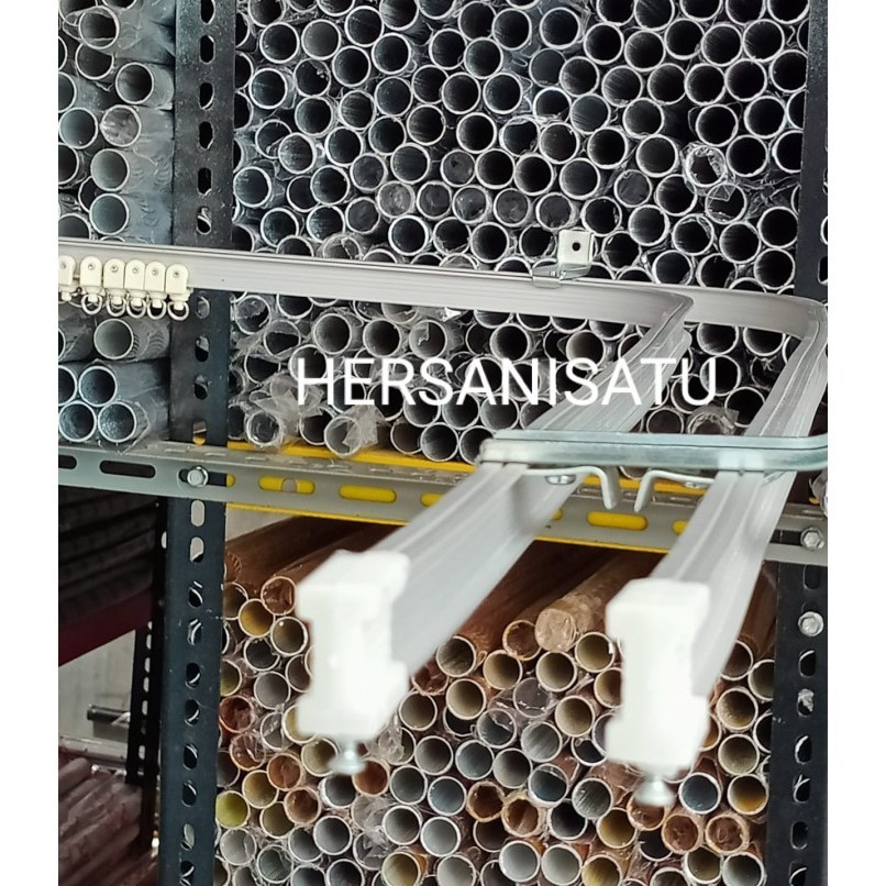 Rel Double Gorden Vitrace Flexibel Lengkung Tirai Pintu Jendela Siku