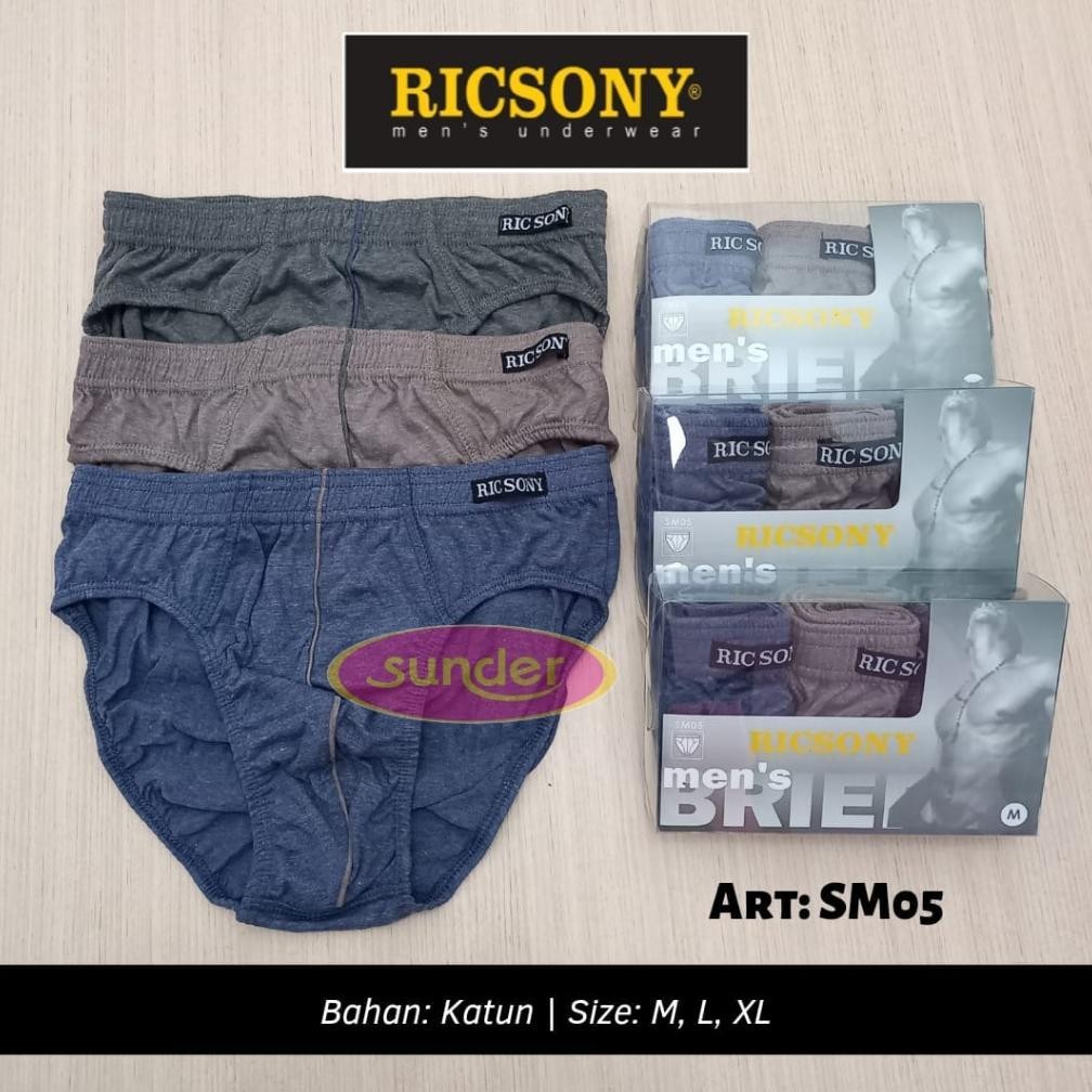 1Box Celana Dalam Pria Dewasa Ricsony SM 20 Sempak Laki Laki Dewasa Katun Polister Dalaman CD Cowok 