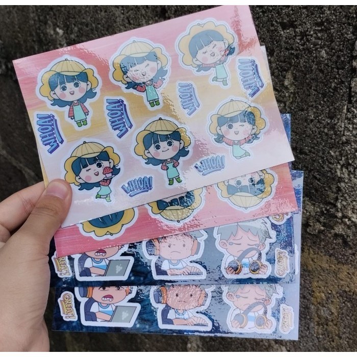 

Cetak Sticker Pack / Sticker Sheet Ukuran A7 / A6 / A5 / Tinta Eco 10 Warna Original Jepang Epson