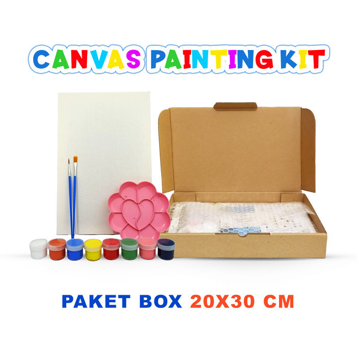 

Kanvas Lukis Anak Paket Lengkap Set Melukis Canvas Cat Kuas Palet+Box K01