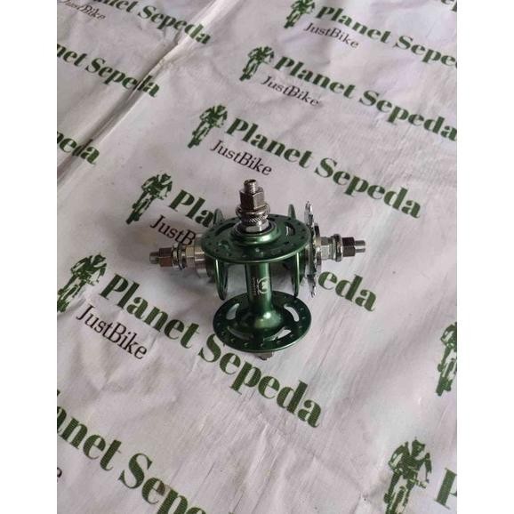 Hub Novatec Fixie Track 36H 16T Double Fixed Bearing Hijau Annodize