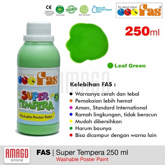 

FAS - SUPER TEMPERA WASHABLE POSTER PAINT - 250 ml - LEAF GREEN K01