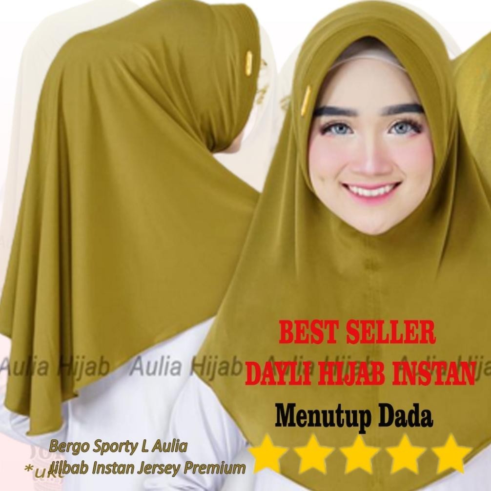 Jilbab Instan Bergo Sporty L Aulia Hijab Kerudung Sport Pet Tebal (6.6)