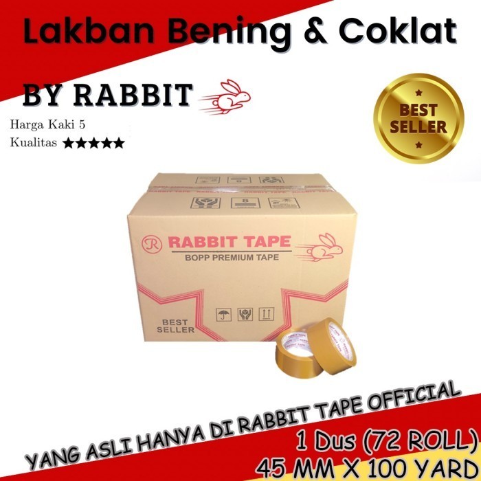 

(1 Dus) Lakban Bening / Lakban Coklat Rabbit Tape 2 Inch X 100 Yard