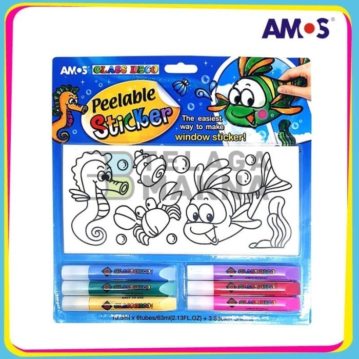 

AMOS Glass Deco Peelable Sticker 6 warna Glass Deco + 3 Stiker