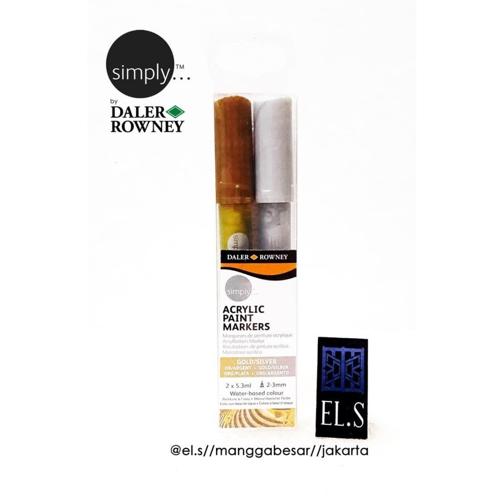 

Ready Daler Rowney Simply Acrylic Paint Markers Gold Silver