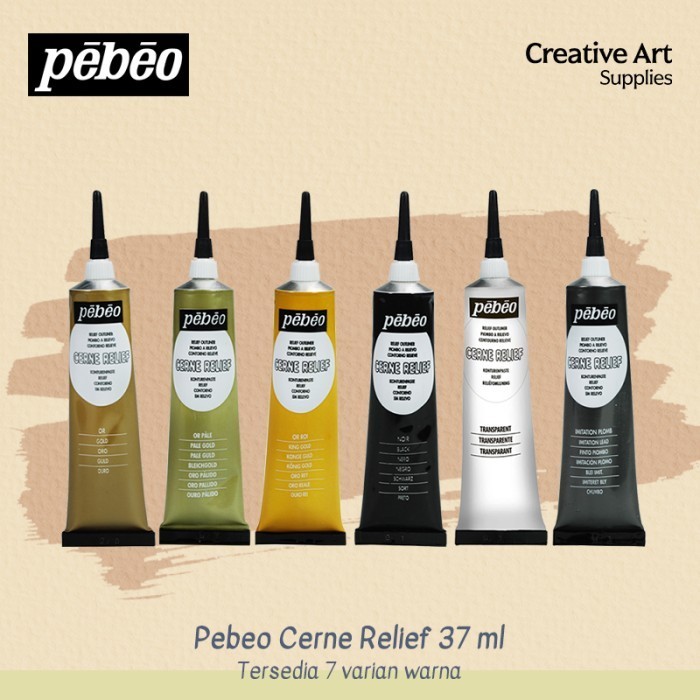 

Ready Pebeo Cerne Relief 37ml Water-based paint outliner, Multi Surface