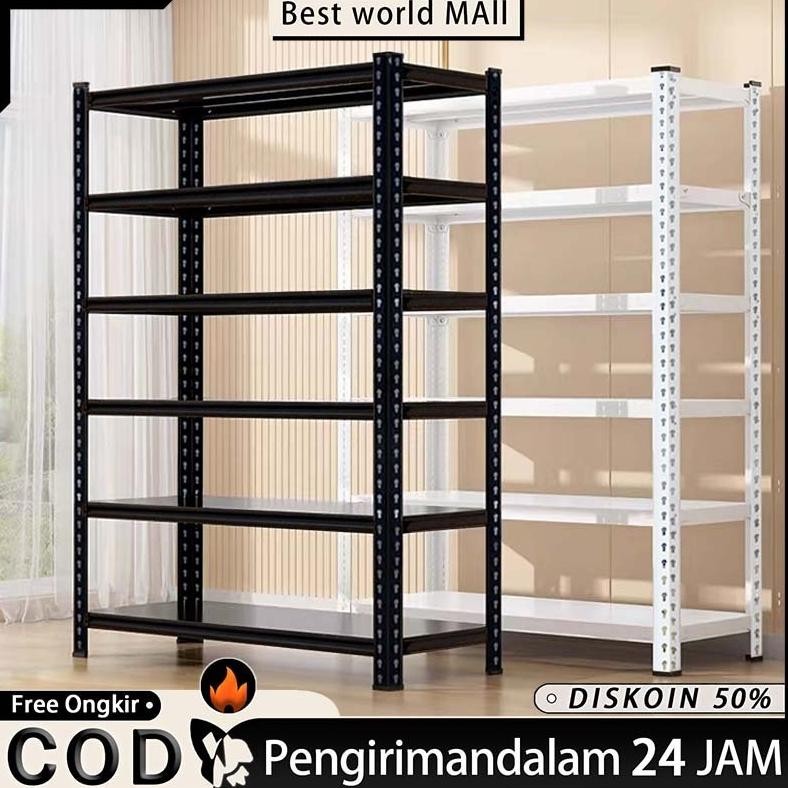 Rak Susun Rak Besi Siku 5 Susun Rak Gudang Rak Besi Siku Lubang Rak Serbaguna 40*120*200