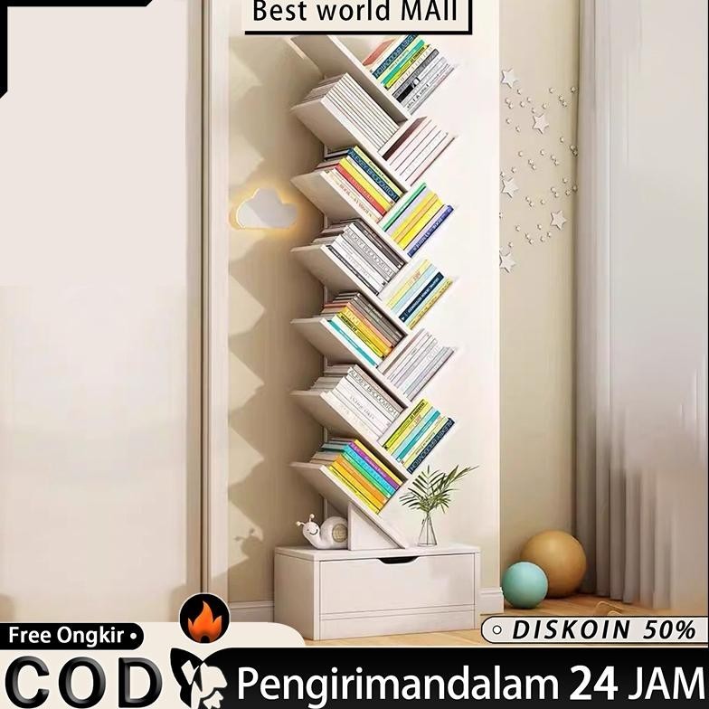 Rak Buku 8 Tingkat Rak Buku Susun Rak Buku Kayu Rak Buku Bentuk Pohon