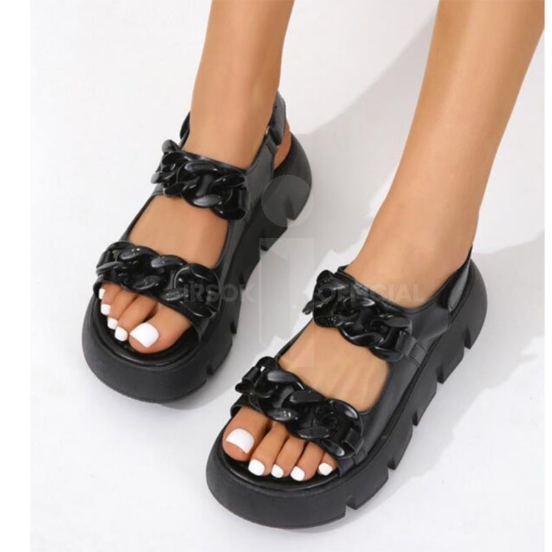 Sandal Karet Wanita // IRSOK COD Sandal Wanita Karet Jelly Wedges Platform Tebal Tali Belakang Ban