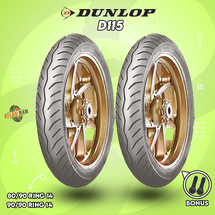 Paket Ban Tubles Motor Matic Dunlop D115 80/90 - 90/90 Ring 14