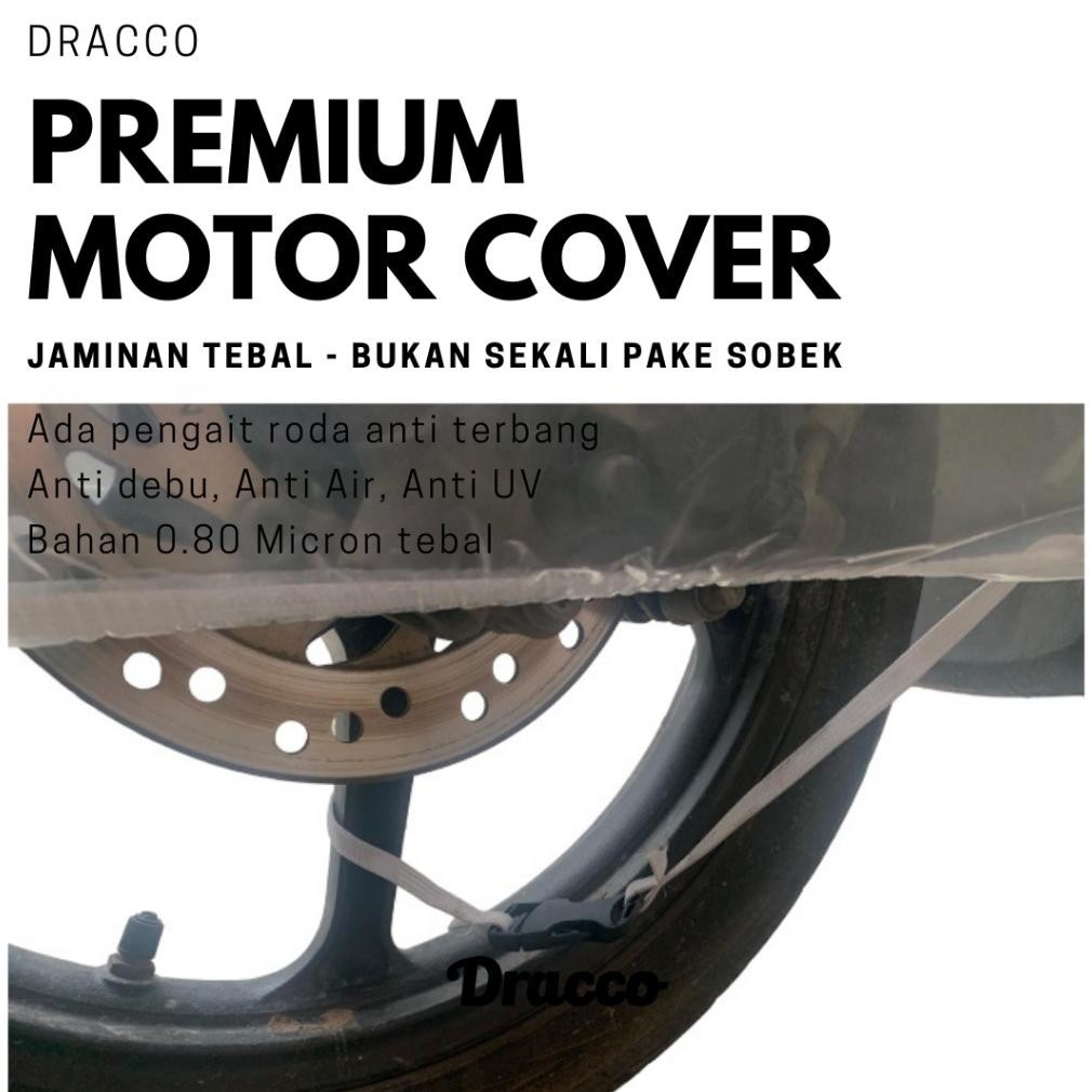 PN DRACCO Cover Motor PCX Selimut Sarung Motor Transparan Tebal 80 micron Ada Pengait Roda TERLARIS