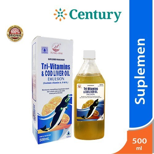 Tung-Hai Tri Vitamin & COD Liver Oil Emulsion 500ml/vitamin daya tahan tubuh/anak/minyak hati ikan