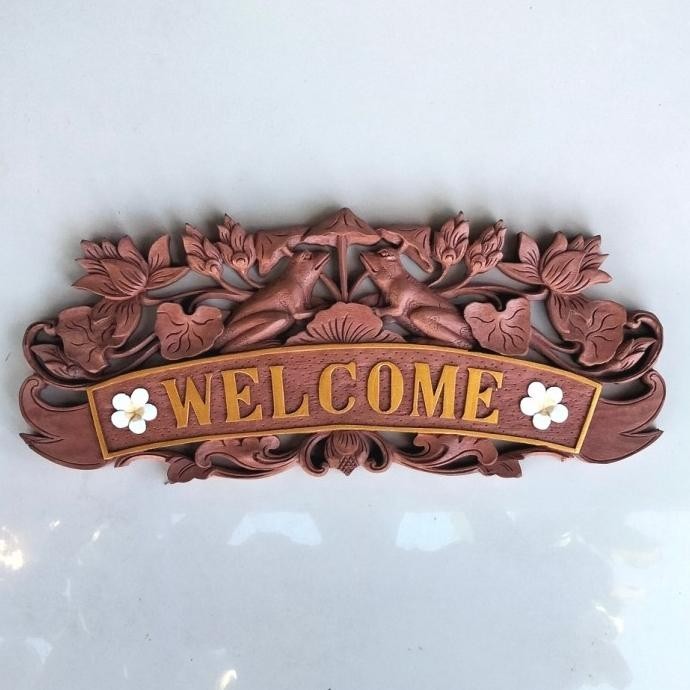hiasan dinding welcome / waldecor hiasan dinding ukiran Bali welcome