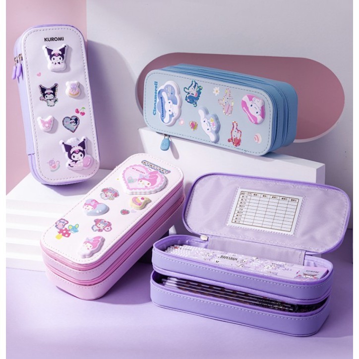 

KOTAK PENSIL ANAK DIY STIKER WATER PROOF DUA TINGKAT KUROMI MELODY