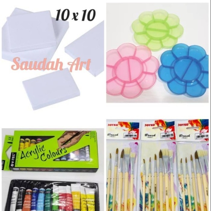 

PAKET KANVAS LUKIS (KANVAS 10X10,KUAS,PALET,CAT AKRILIK)