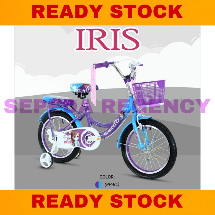 Sepeda Anak Perempuan Genio Iris Ukuran.12 16 18 Inch Keranjang