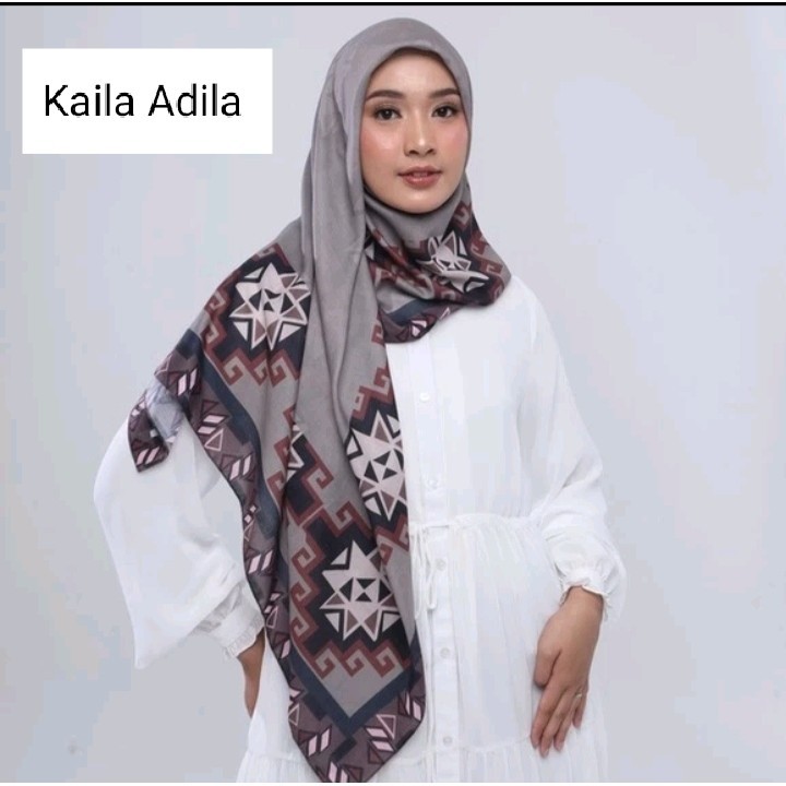 Elzatta Segi Empat Polos+motif Kerudung Hijab Jilbab Kaila Adila