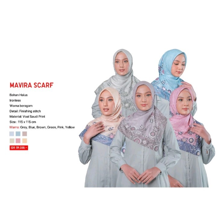 Zoya Segi Empat Polos+motif Kerudung Hijab Jilbab Mavira Scarf