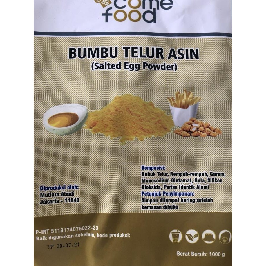 

Come Food Salted Egg Powder / Bubuk bumbu tabur Telur Asin / 1 kg LM99