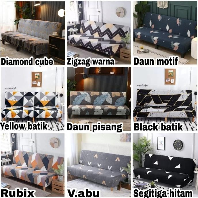 Cover sofa bed INFORMA elastic-Sarung PENUTUP sofa bed STRECTH motif .