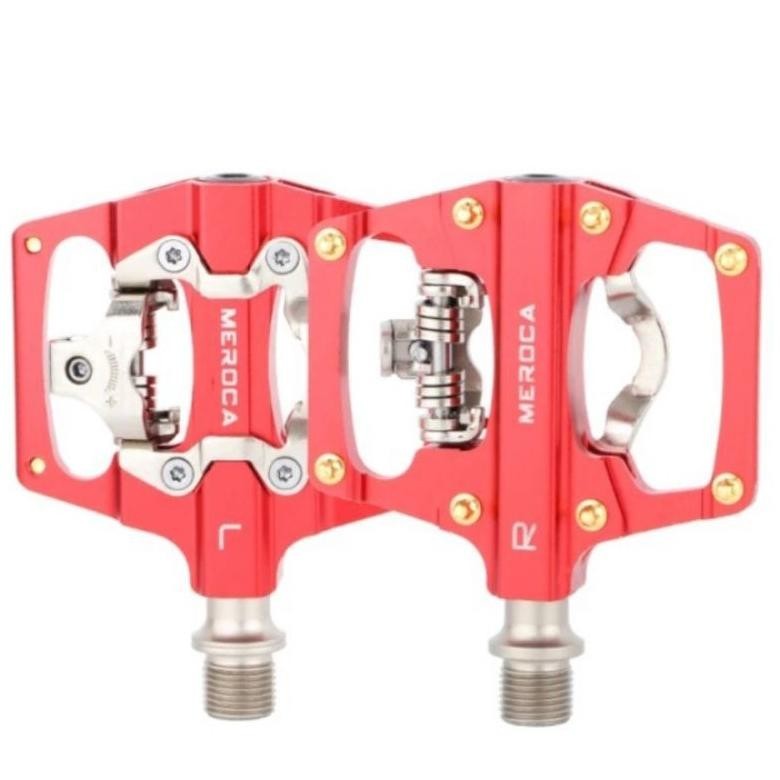 Premium Pedal Dual Sided Cleat & Flat Meroca Pedal Sepeda Meroca Merah
