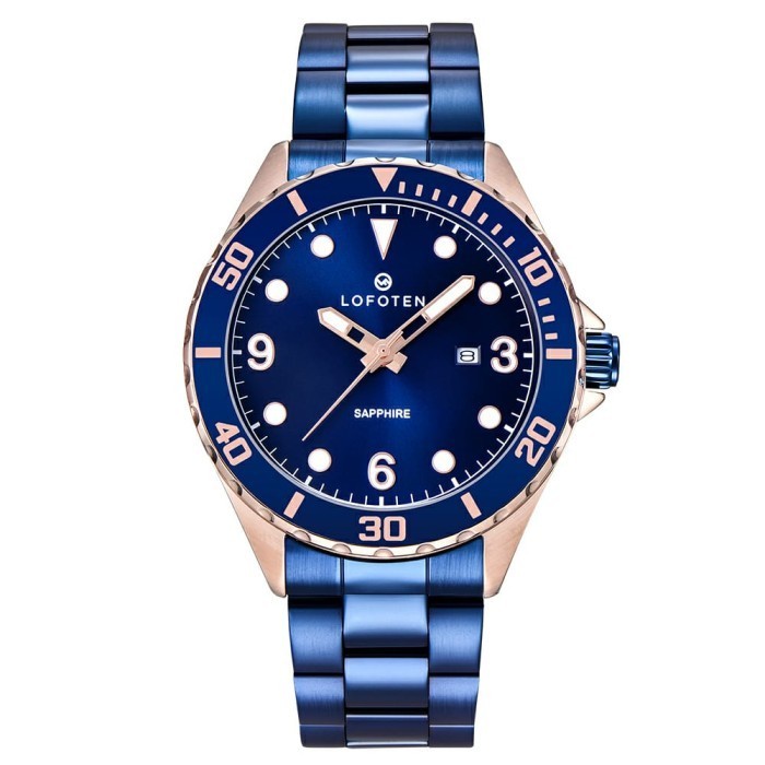 LOFOTEN 6513 SAPPHIRE - JAM TANGAN PRIA - TALI RANTAI - WATERRES TERBARU
