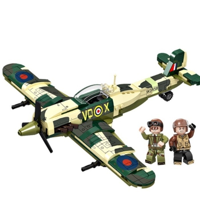 BRICK HELICOPTER PESAWAT TEMPUR SPITFIRE OVERLORD WEAPON331 PCS FC4103