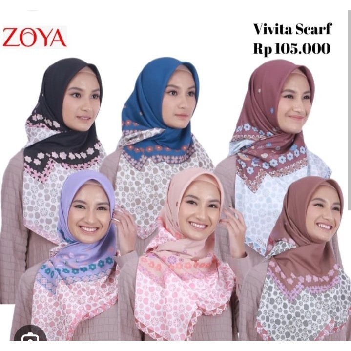 Zoya Segi Empat Polos+motif Kerudung Hijab Jilbab Vivita Scarf